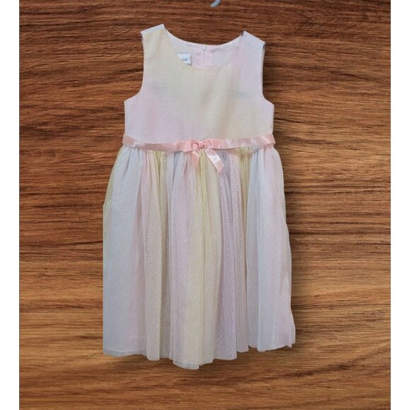 Bonnie Jean 4T Girls Pastel Glitter Dress & Pink Nannette sweater Cardigan Set - Picture 4 of 9